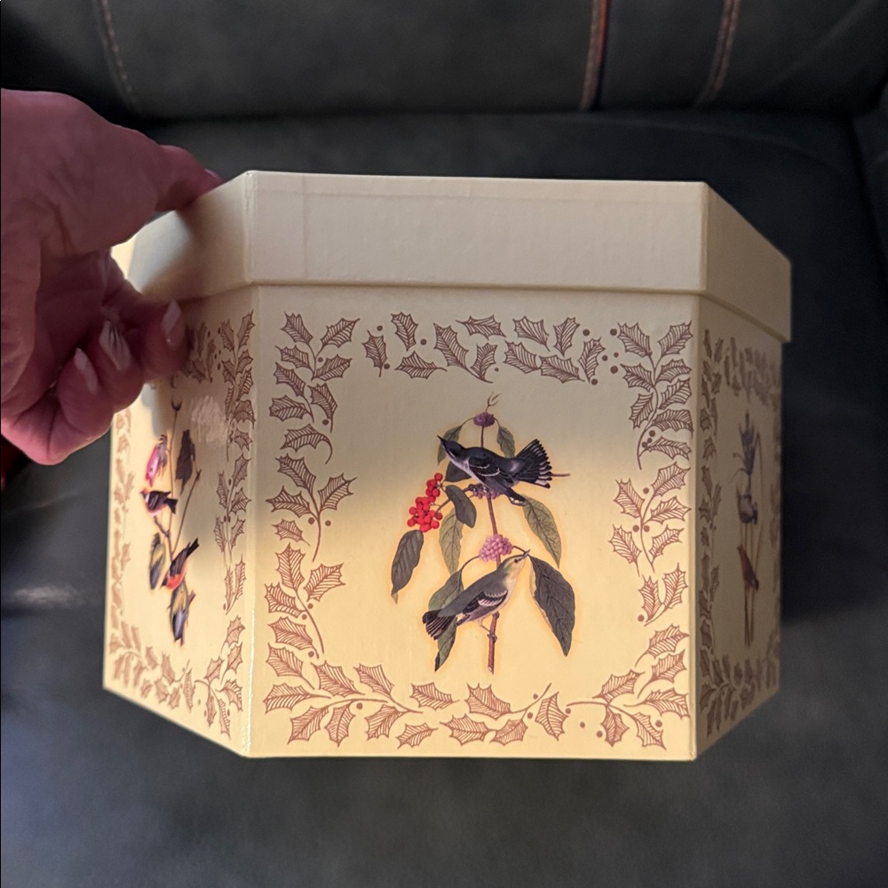 14 Bird Ornaments In A Hexagonal Cream Box with Bird Design-Collectable-Vintage - Picture 6 of 7